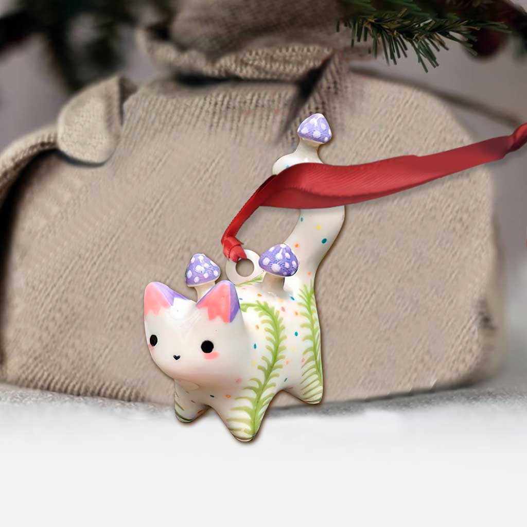 Cute Cat - Christmas Ornament With 3D Pattern Print (Printed On Both Sides)