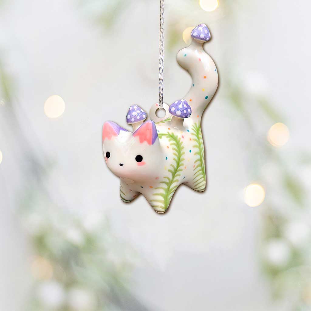 Cute Cat - Christmas Ornament With 3D Pattern Print (Printed On Both Sides)