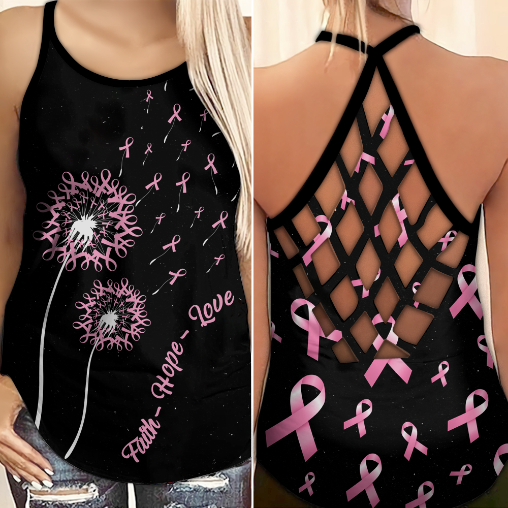 Faith Hope Love - Breast Cancer Awareness Cross Tank Top 0722