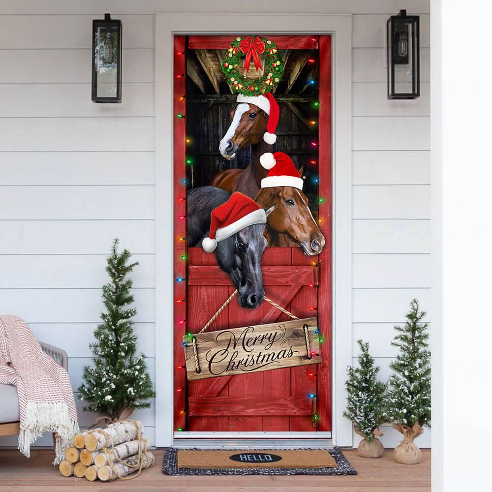 Merry Christmas Horse Door Sticker 0823