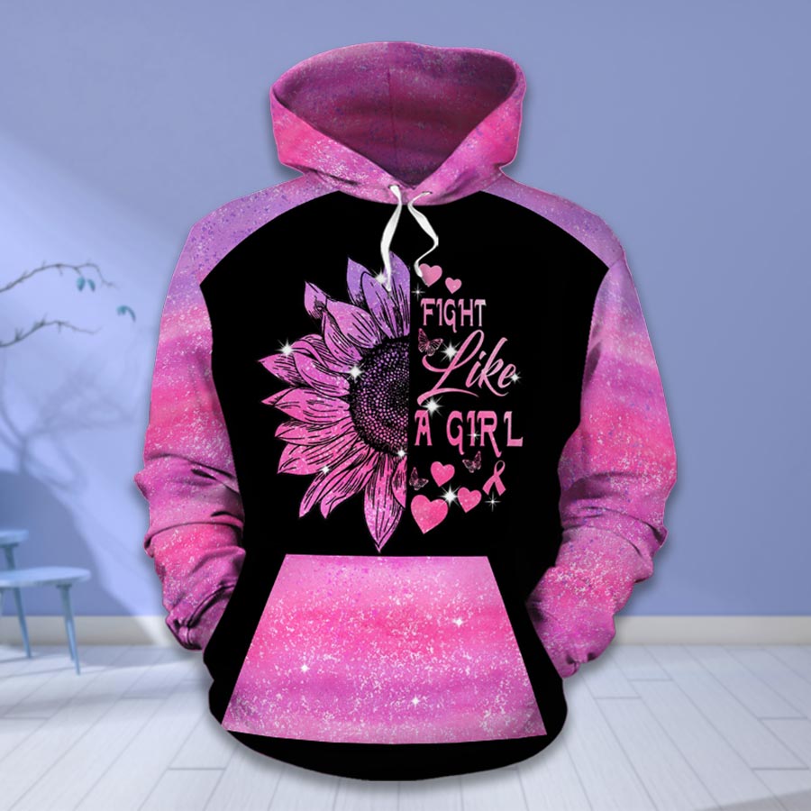 Fight Like A Girl - Breast Cancer Awareness All Over T-shirt and Hoodie 0822