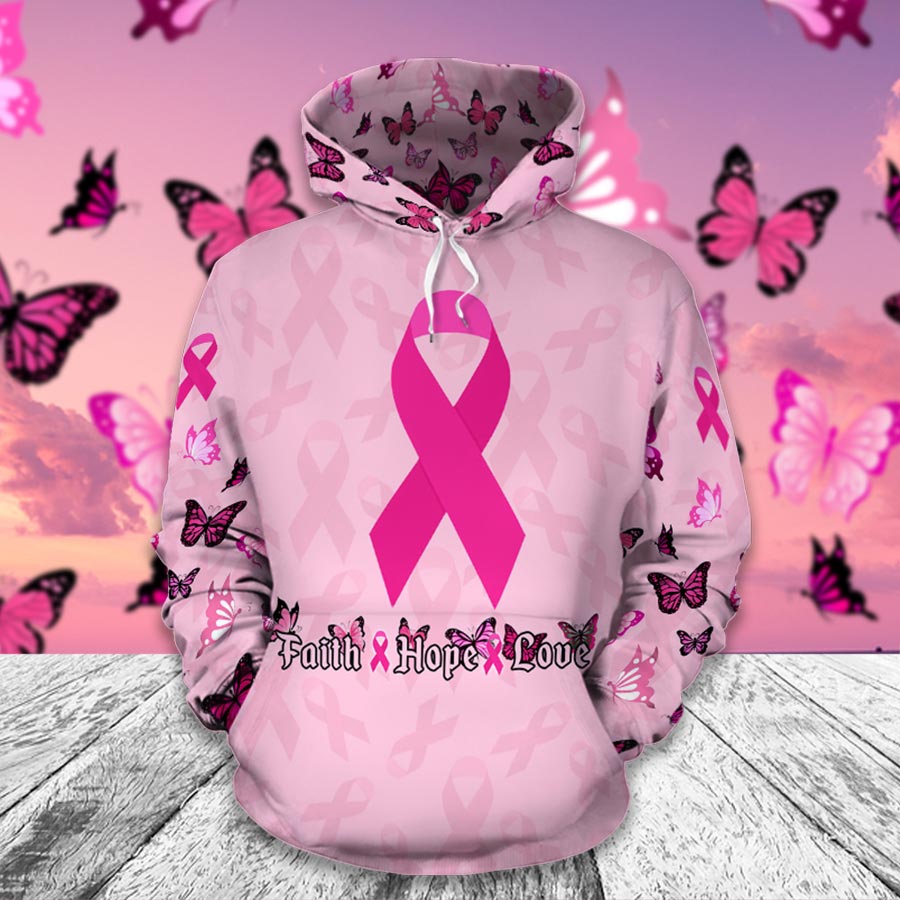 Faith Hope Love - Breast Cancer Awareness All Over T-shirt and Hoodie 0822