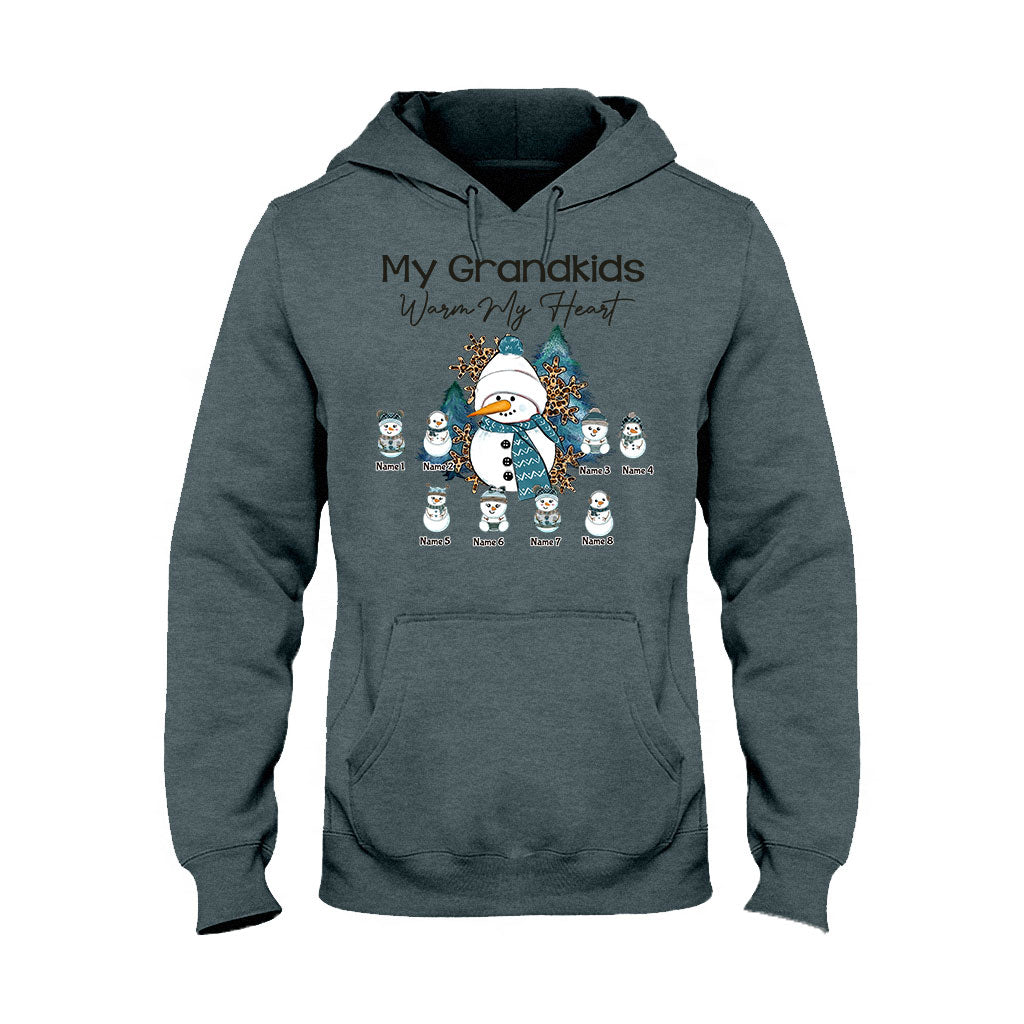 My Grandkids Warm My Heart - Personalized Christmas Grandma T-shirt and Hoodie