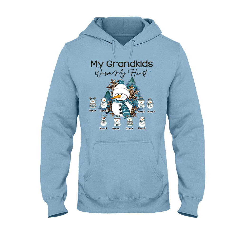 My Grandkids Warm My Heart - Personalized Christmas Grandma T-shirt and Hoodie