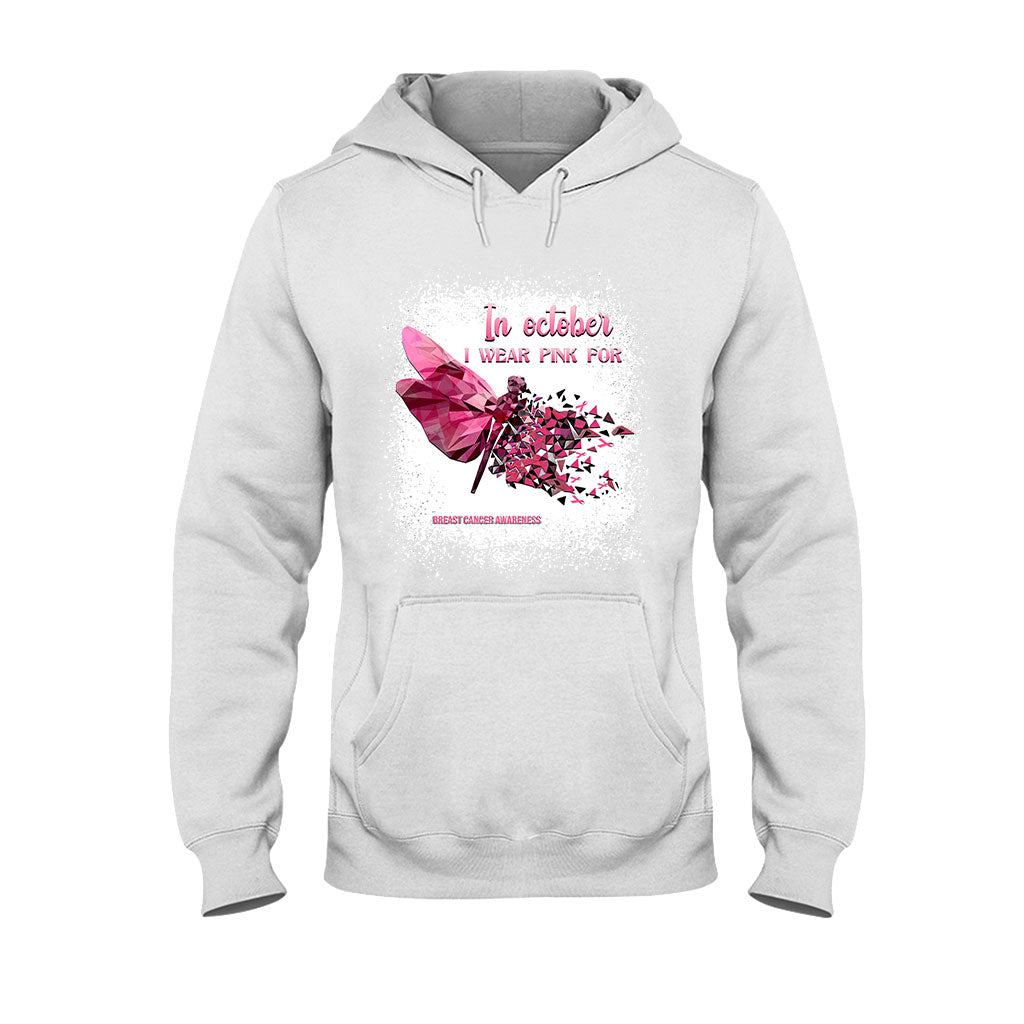 In October I Wear Pink Dragonfly Polygonal - Breast Cancer Awareness Personalized T-shirt And Hoodie