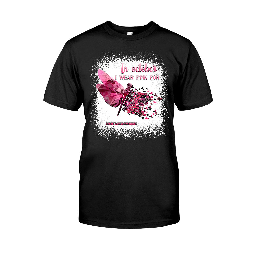 In October I Wear Pink Dragonfly Polygonal - Breast Cancer Awareness Personalized T-shirt And Hoodie