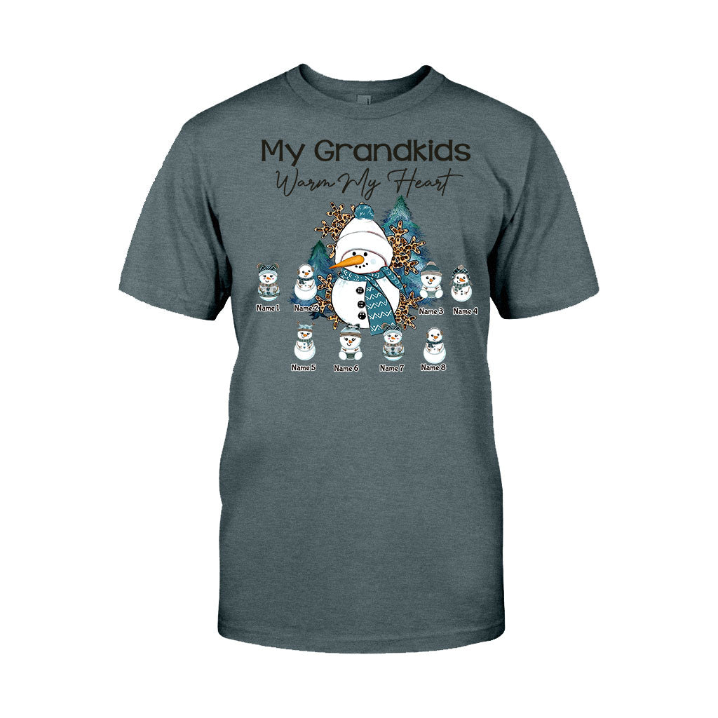 My Grandkids Warm My Heart - Personalized Christmas Grandma T-shirt and Hoodie