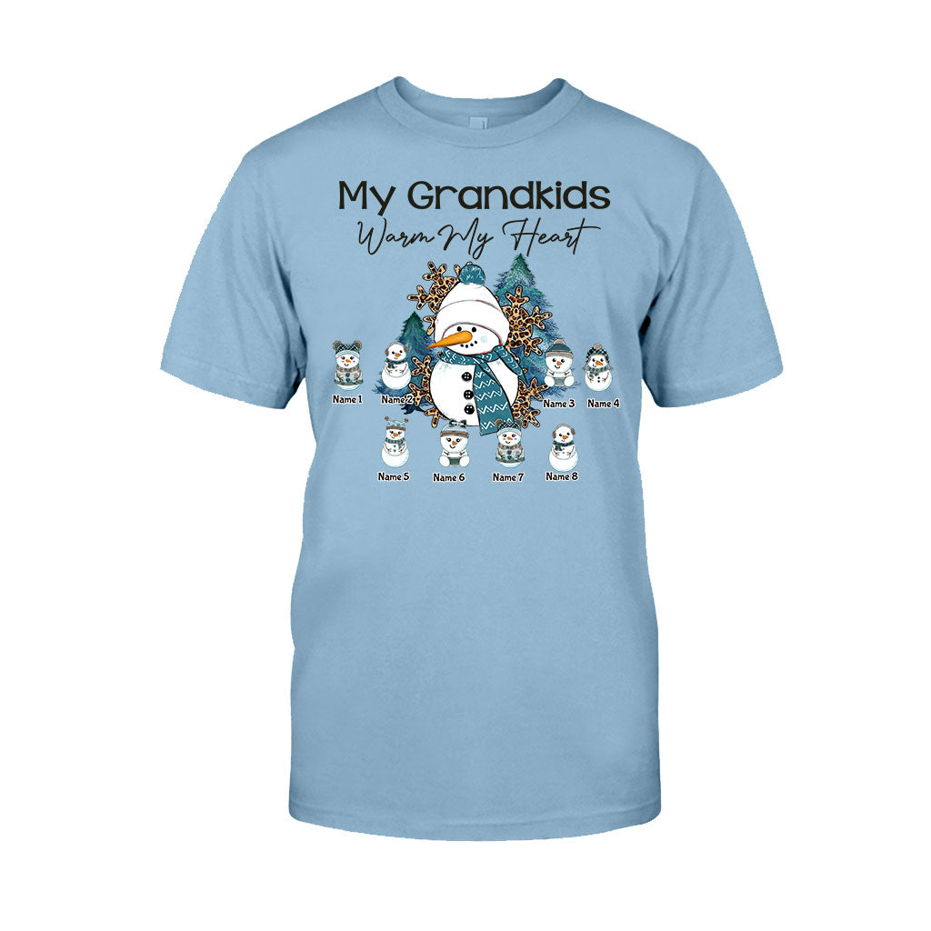 My Grandkids Warm My Heart - Personalized Christmas Grandma T-shirt and Hoodie