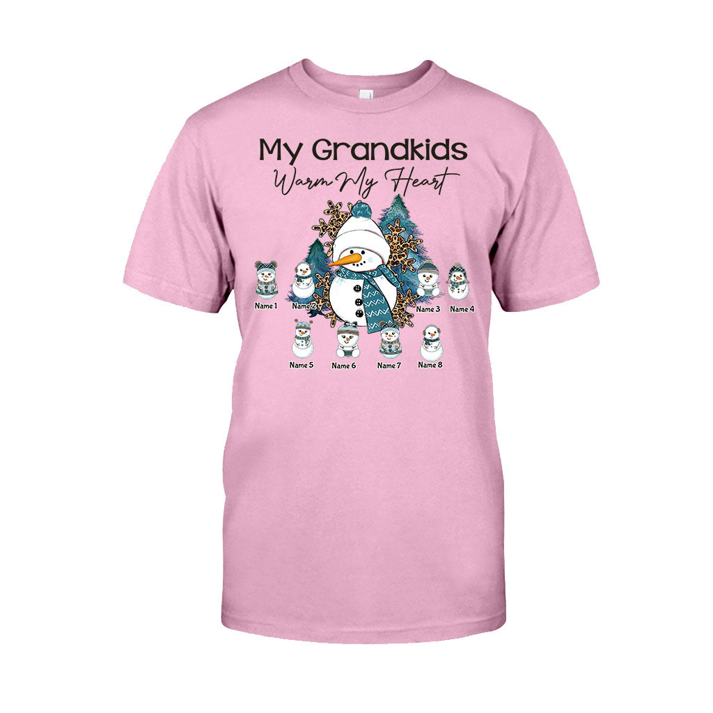 My Grandkids Warm My Heart - Personalized Christmas Grandma T-shirt and Hoodie