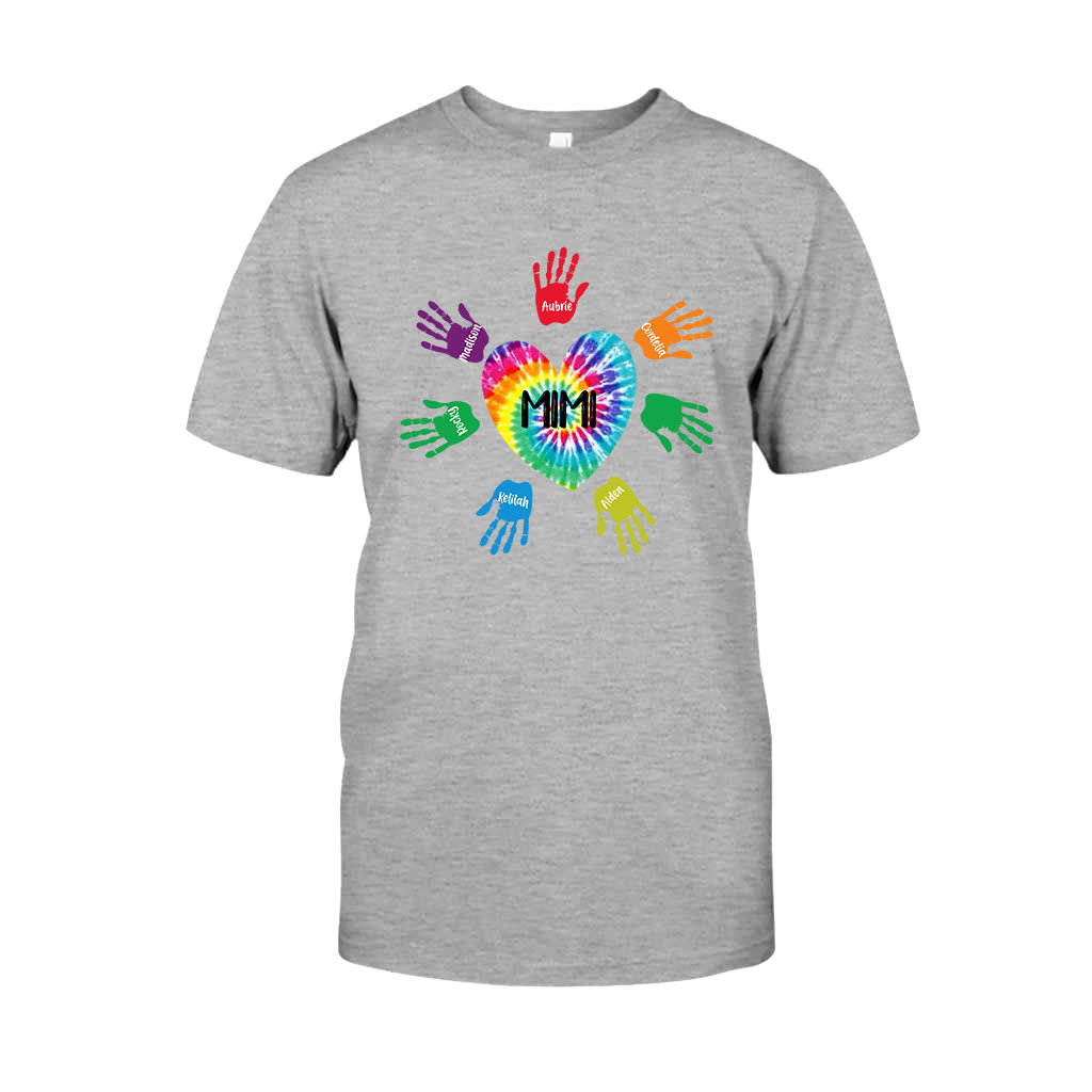 Grandma And Grandkids Heart Colorful Hands Personalized T-shirt And Hoodie 092021