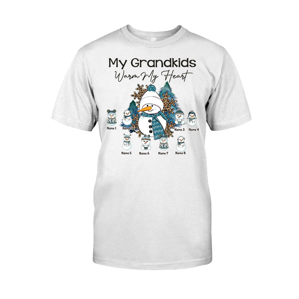 My Grandkids Warm My Heart - Personalized Christmas Grandma T-shirt and Hoodie