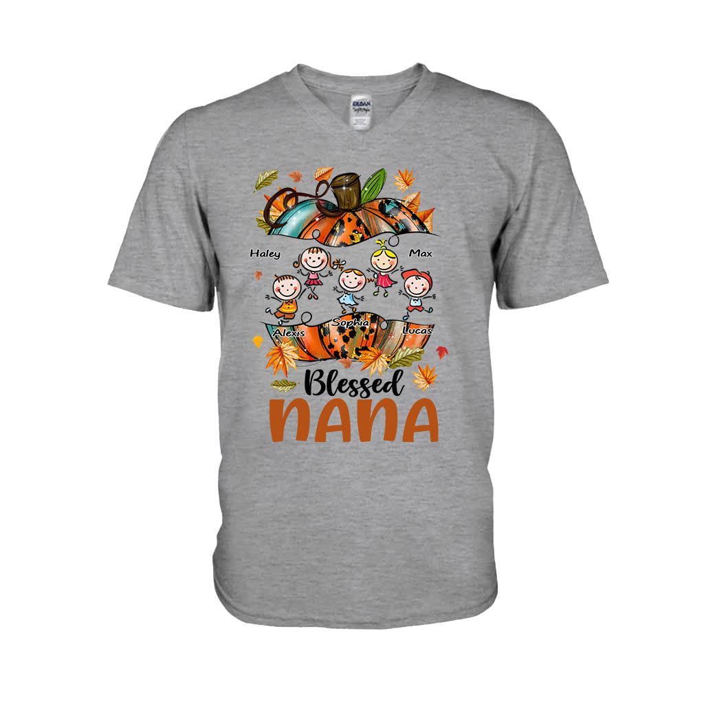 Blessed Nana - Personalized Thanksgiving Grandma T-shirt and Hoodie