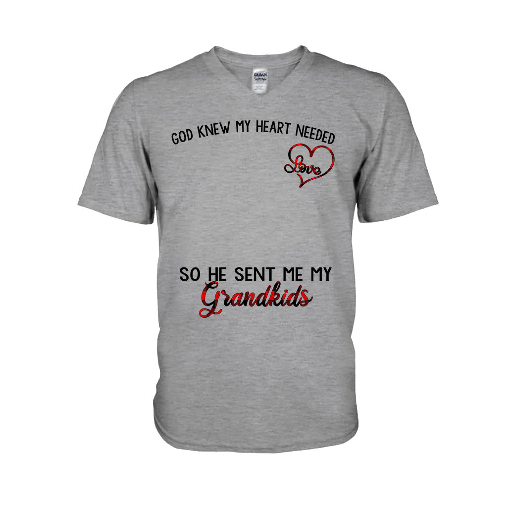 God Knew My Heart Needed Love So He Sent Me My Grandkids - Personalized Grandma T-shirt and Hoodie