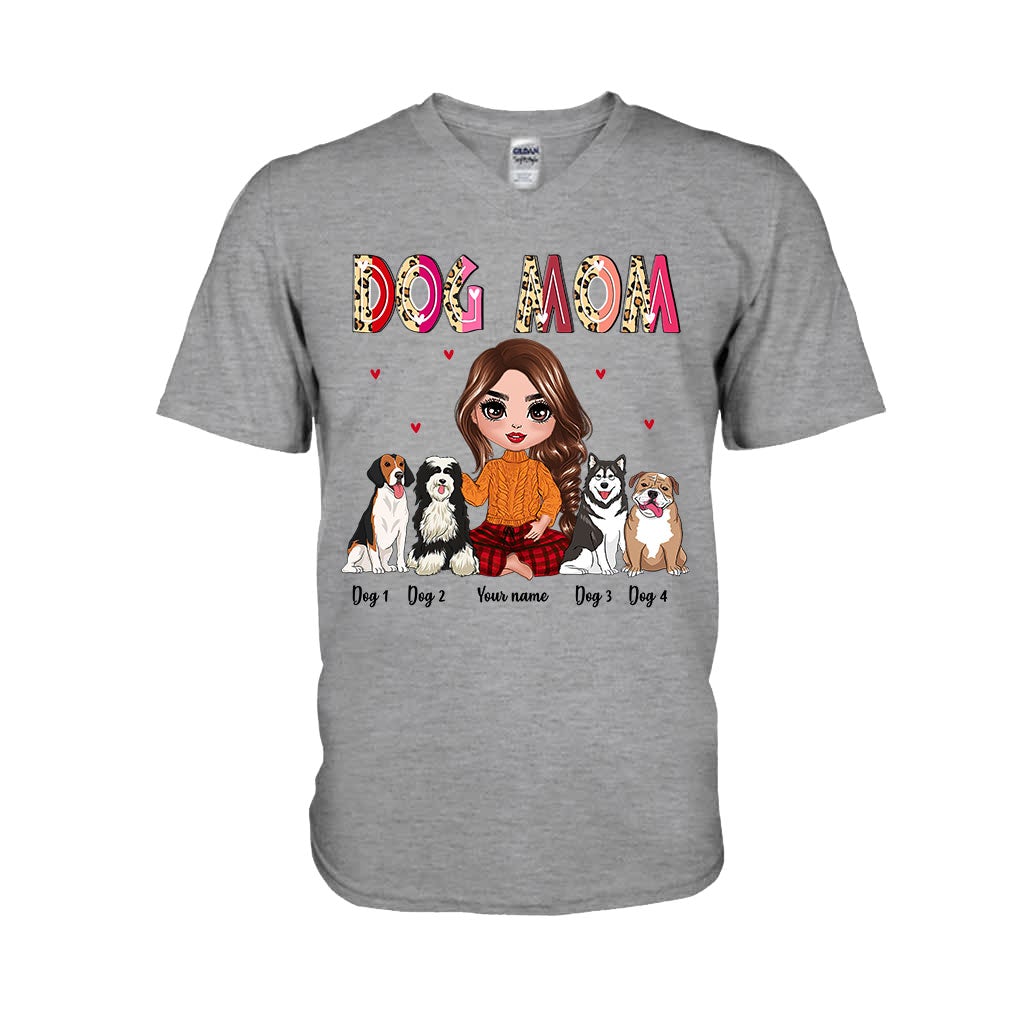 Mom Grandma Sitting With Dog - Personalized Dog T-shirt and Hoodie