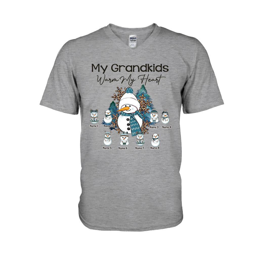 My Grandkids Warm My Heart - Personalized Christmas Grandma T-shirt and Hoodie