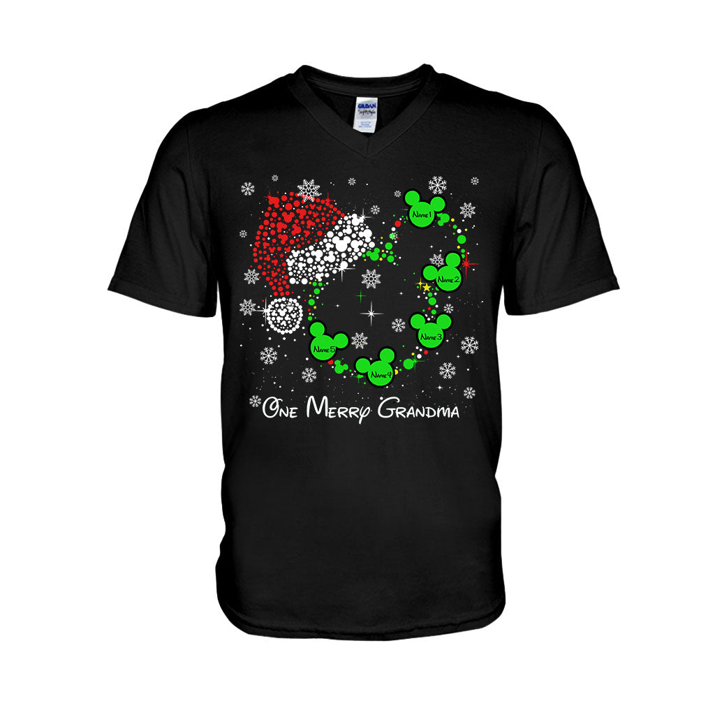 One Merry Grandma - Personalized Christmas Grandma T-shirt and Hoodie