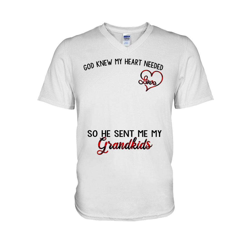 God Knew My Heart Needed Love So He Sent Me My Grandkids - Personalized Grandma T-shirt and Hoodie