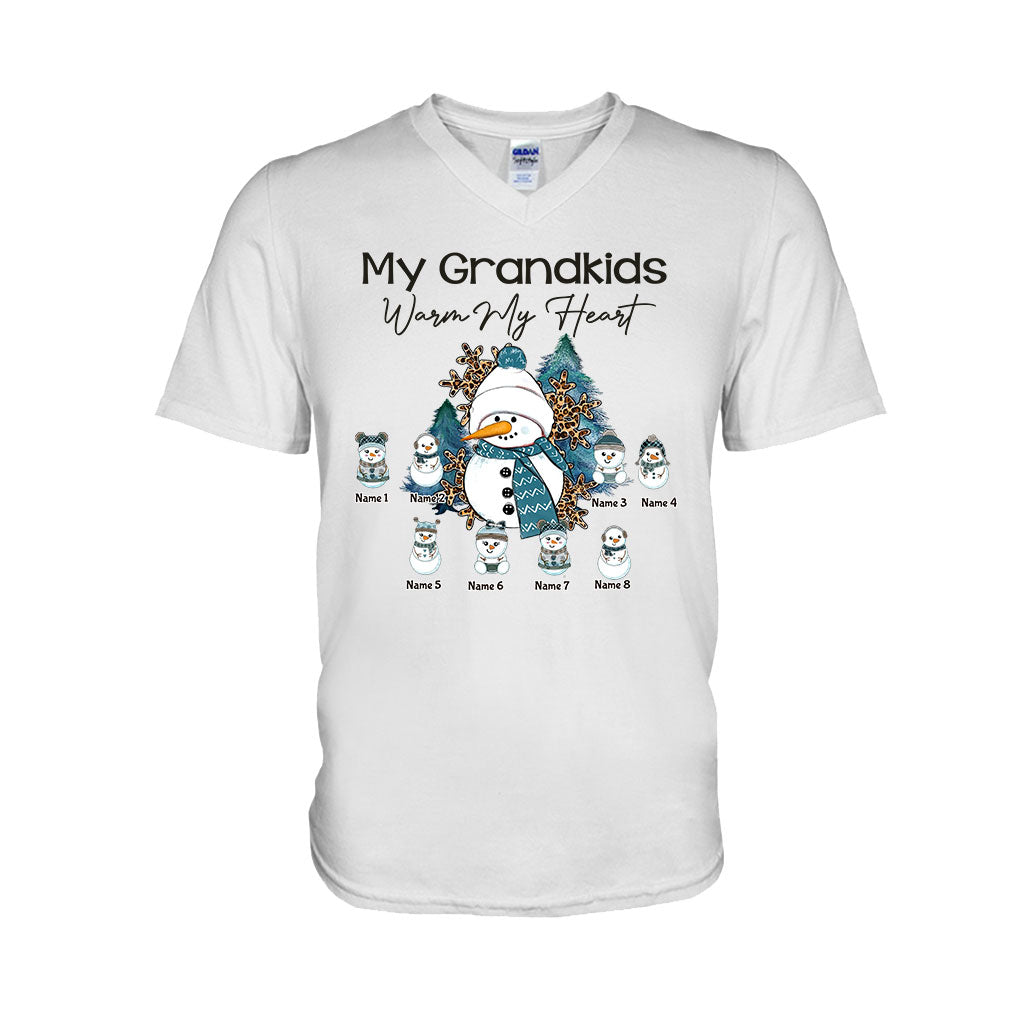 My Grandkids Warm My Heart - Personalized Christmas Grandma T-shirt and Hoodie