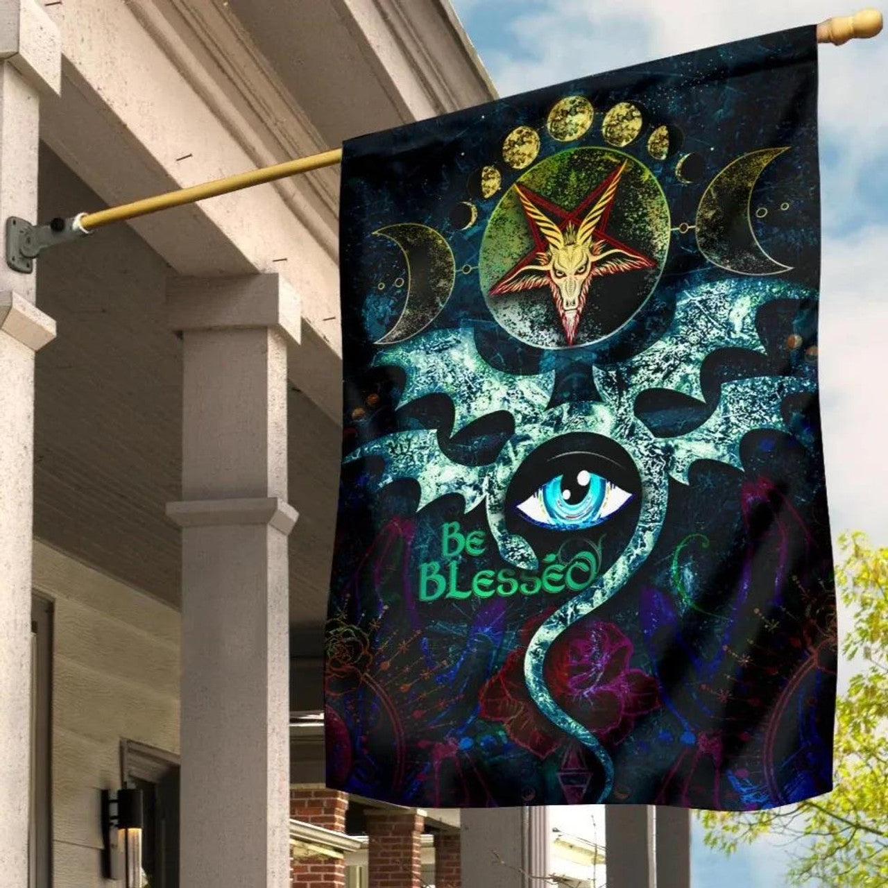 Celtic Be Blessed Wicca Occult Evil Eye - Witch House Flag 0822