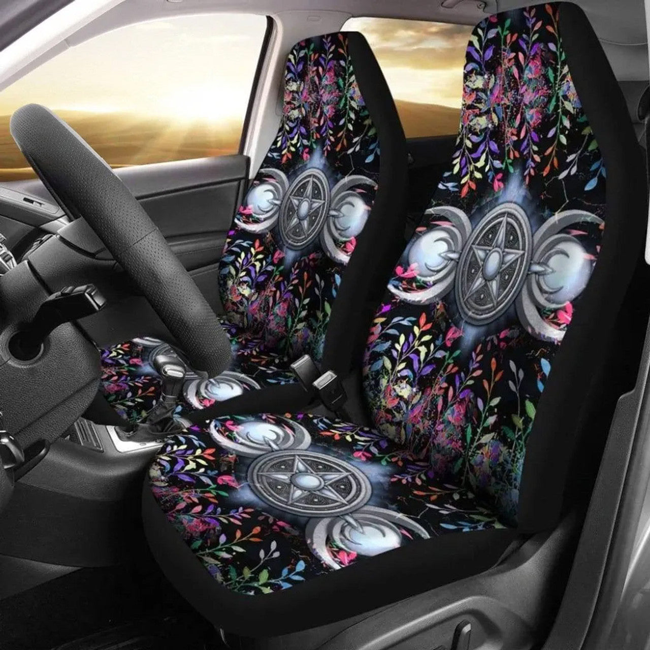 Celtic Wicca Triple Moon Wicca-  Witch Seat Covers 0822