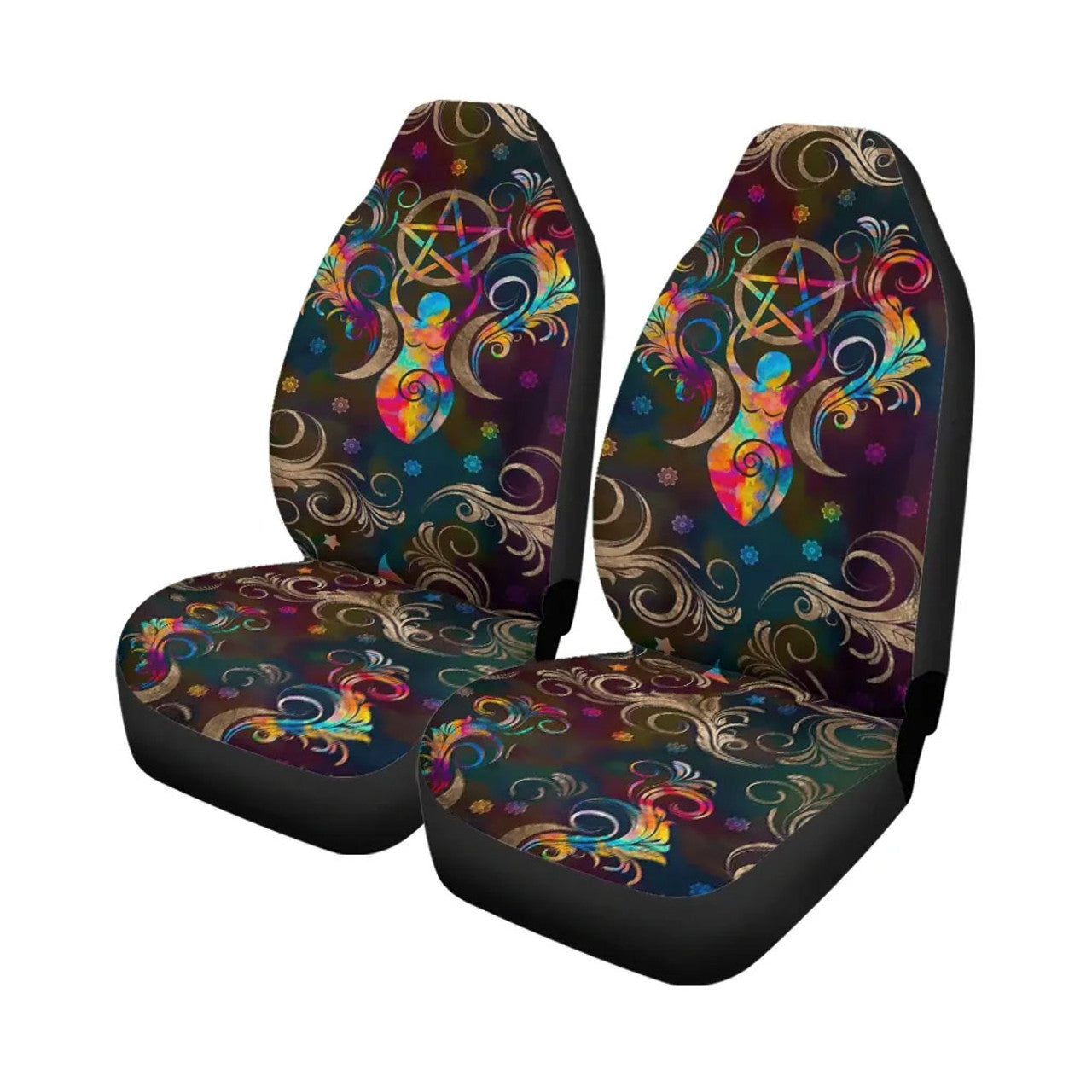 Celtic Wicca Triple Moon Goddess-  Witch Seat Covers 0822