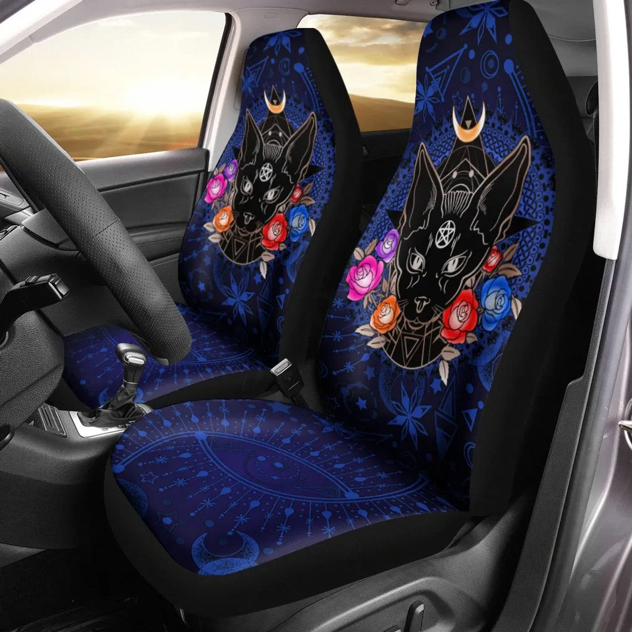 Celtic Wicca Occult Cat Wicca-  Witch Seat Covers 0822