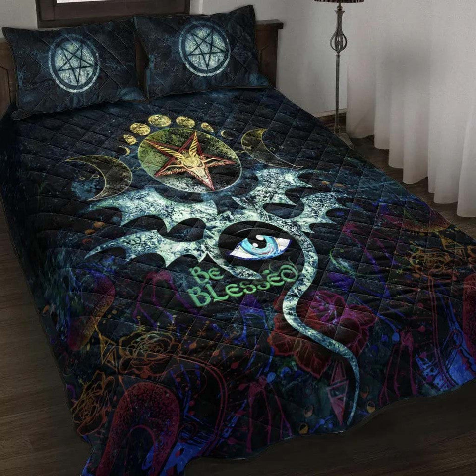 Celtic Wicca Occult Emblem Of Witchcraft -  Witch Quilt Set 0822