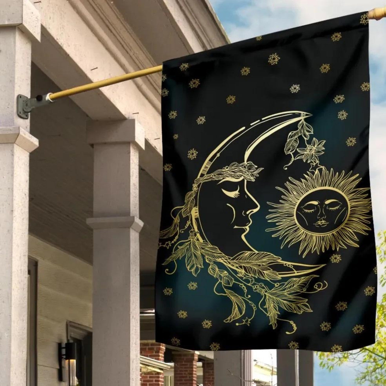 Celtic Wicca Sun Moon - Witch House Flag 0822