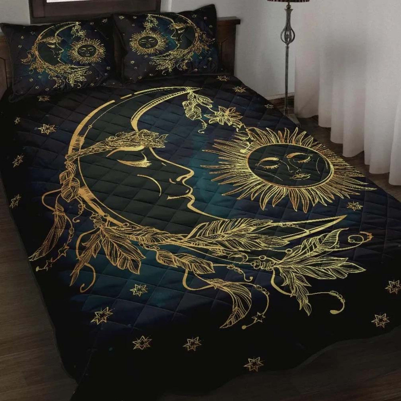 Celtic Wicca Sun Moon -  Witch Quilt Set 0822