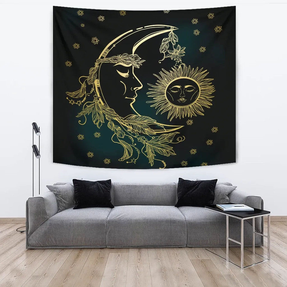 Celtic Wicca Sun Moon - Witch Wall Tapestry 0822