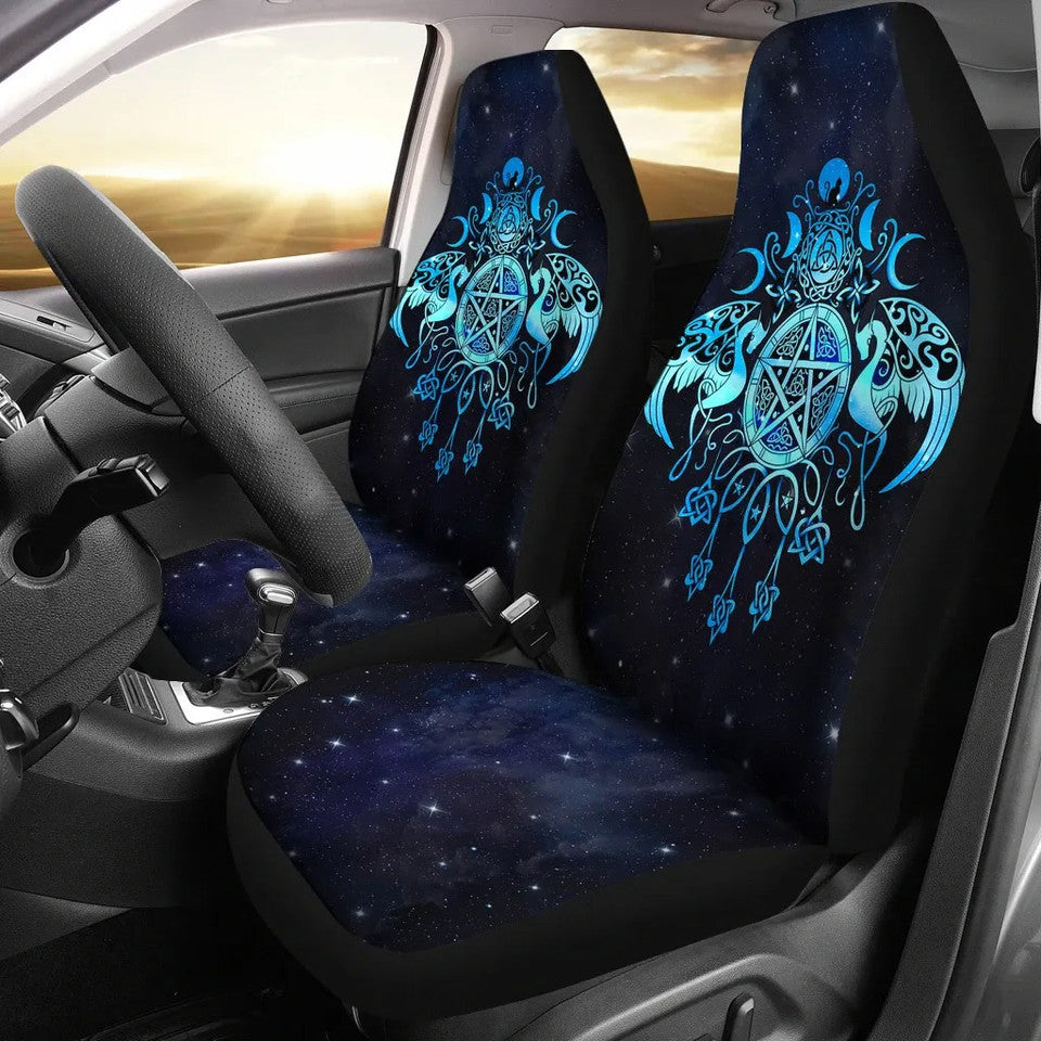 Celtic Wiccan Wicca Pentacle Starry Night-  Witch Seat Covers 0822