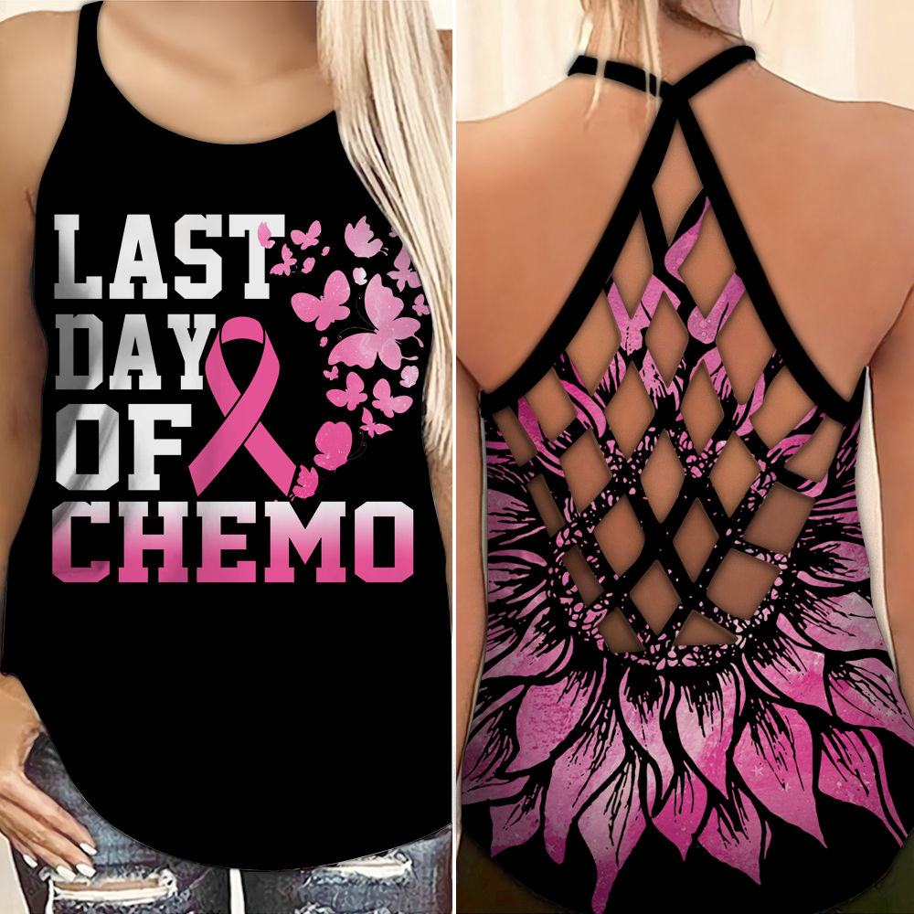 Last Day Of Chemo - Breast Cancer Awareness Cross Tank Top 0722