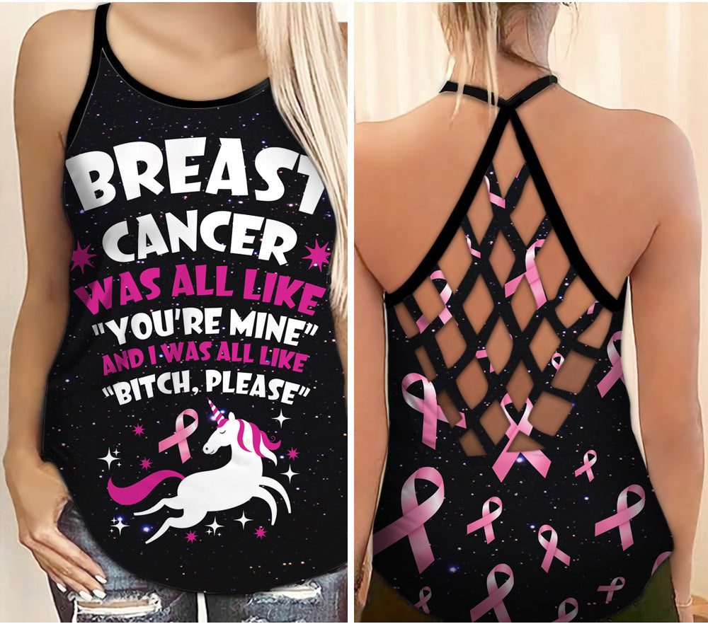 Breast Cancer Was All Like - Breast Cancer Awareness Cross Tank Top 0722