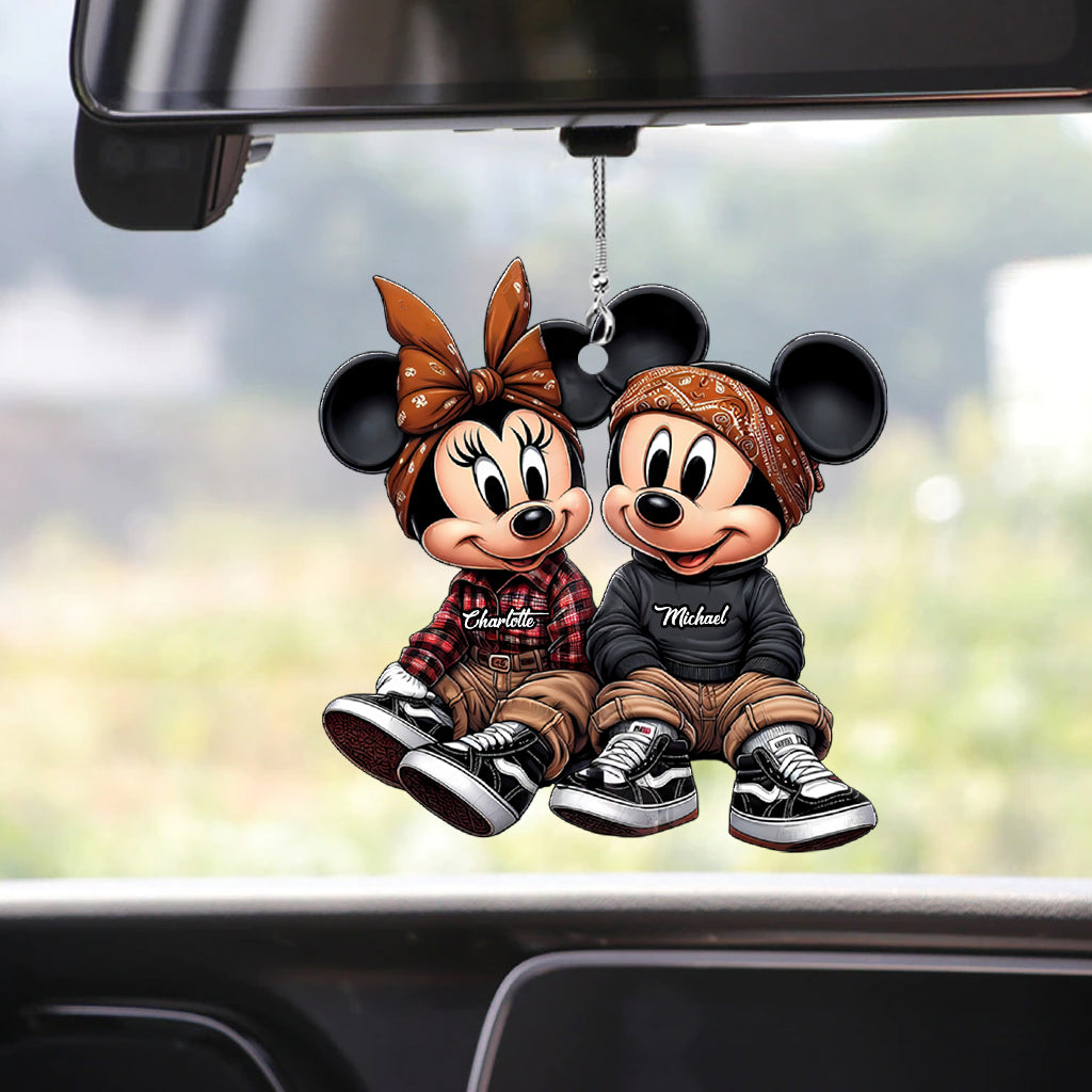 Chicano Mouse Couple - Personalized Mouse Car Ornament