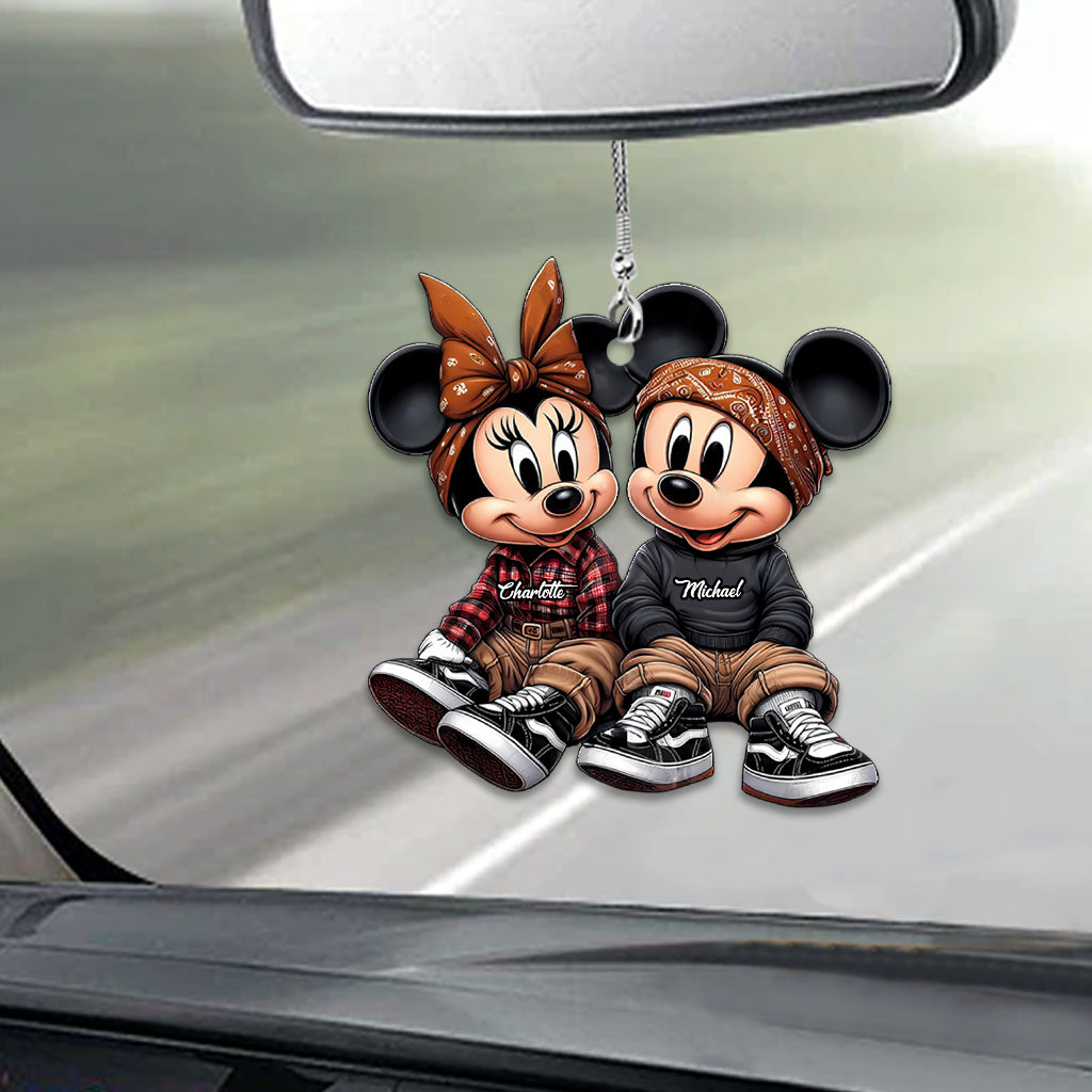 Chicano Mouse Couple - Personalized Mouse Car Ornament