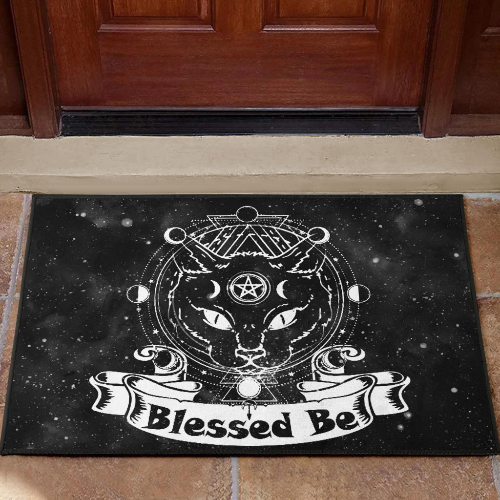 Wicca Occult Cat Blessed Be - Witch Doormat 0822