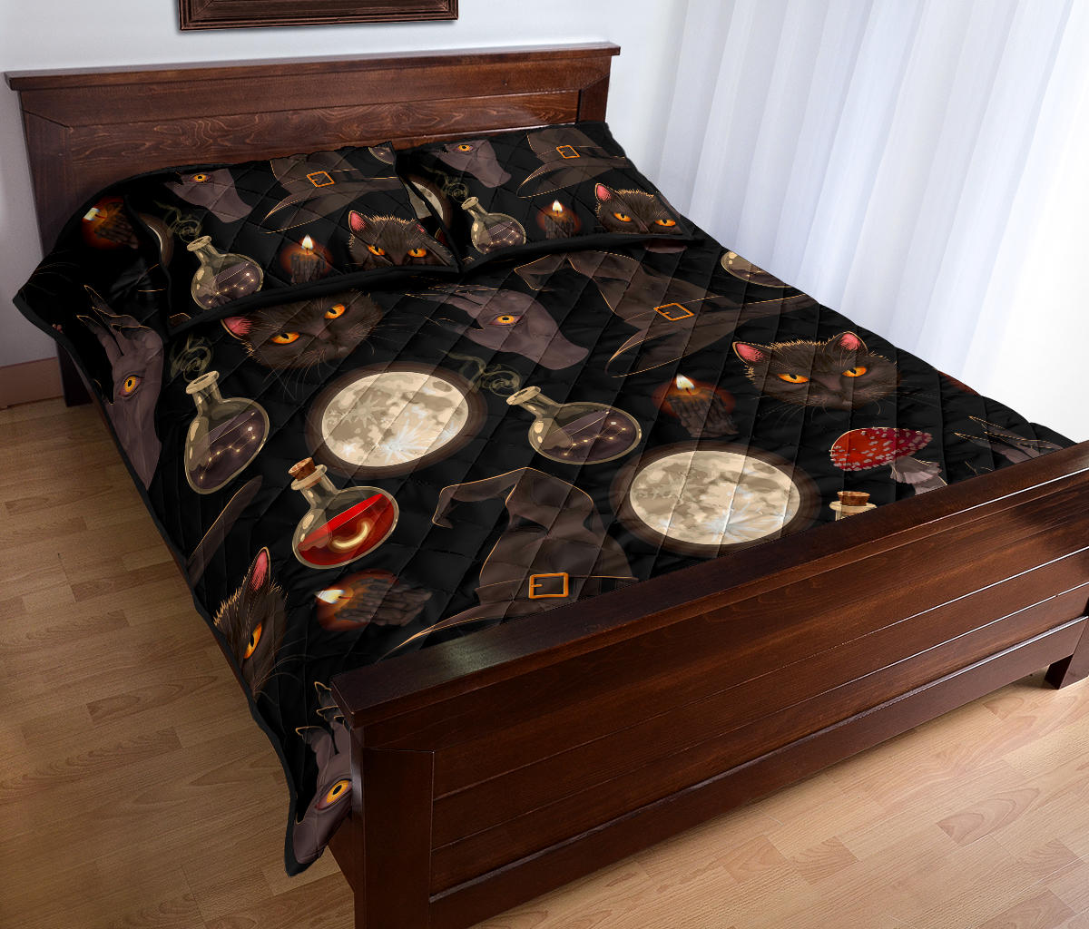 Occult Cat Gothic Witch Bed Set - Witch Quilt Set 0822