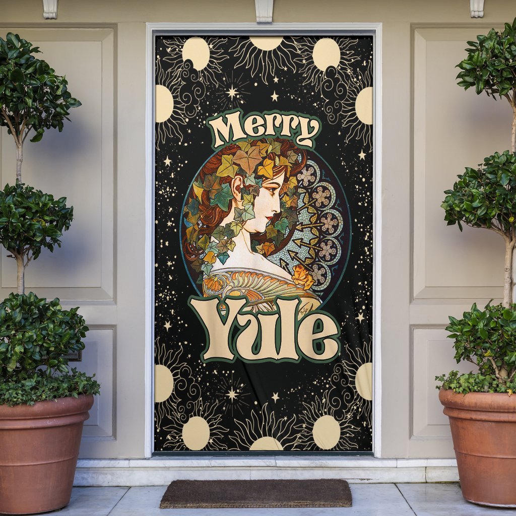 Merry Yule Wicca Pagan - Witch Door sticker 0822