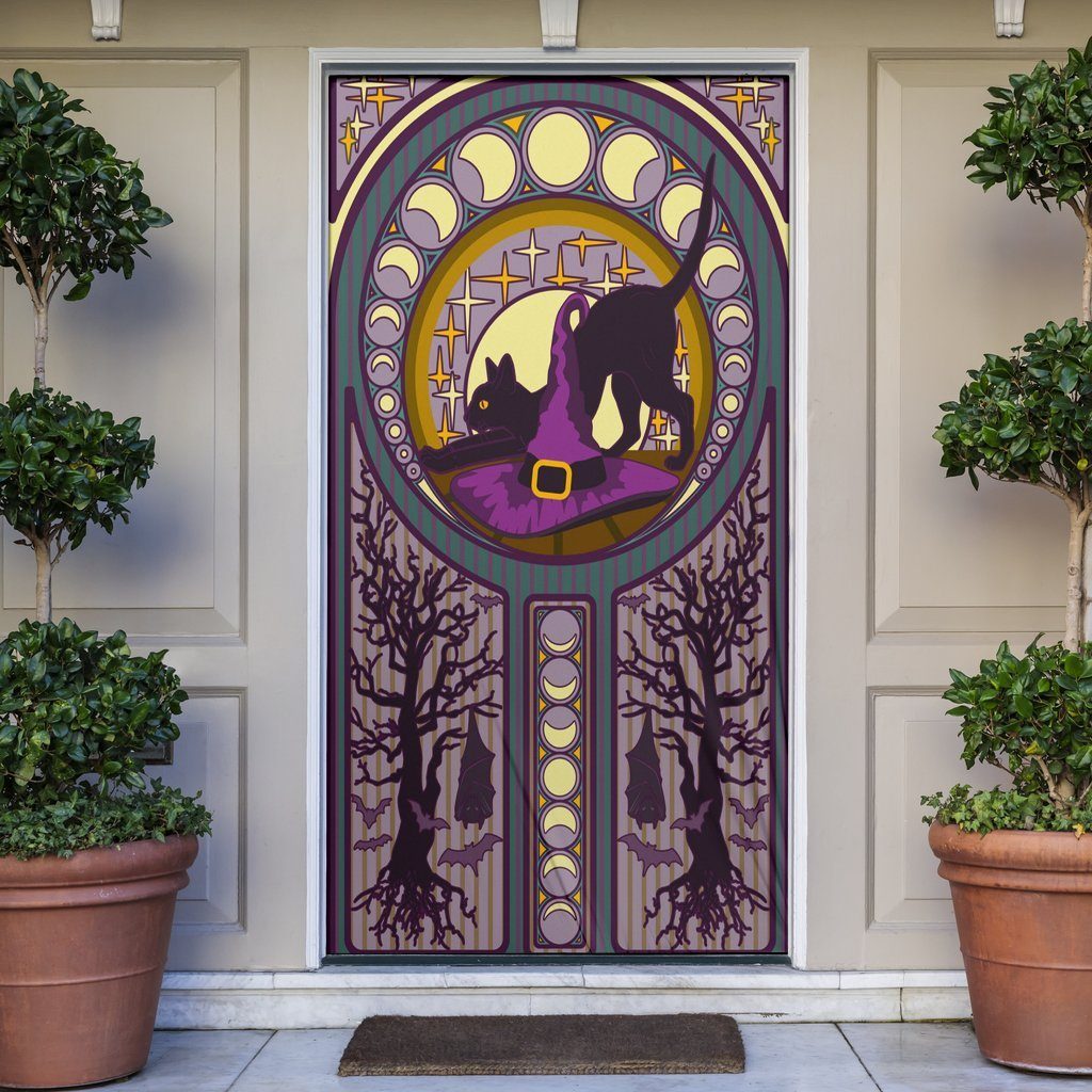 Cat Bat Moon Phases Witch - Witch Door sticker 0822