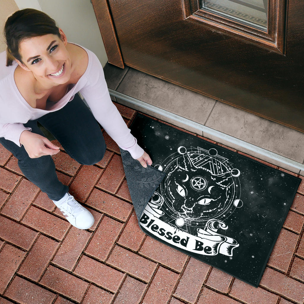 Wicca Occult Cat Blessed Be - Witch Doormat 0822