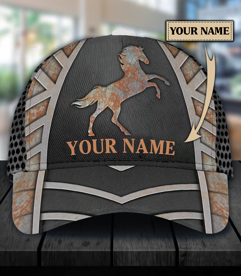 Rusty Metal Print Personalized Horse Classic Cap 0523