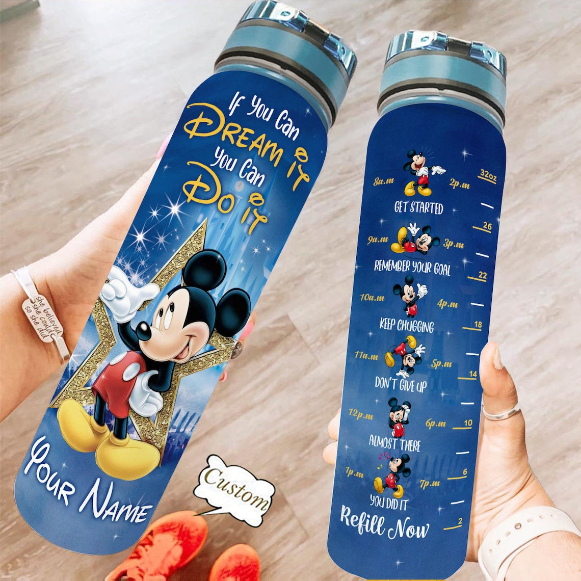 If You Can Dream It You Can Do It - Personalized Mouse Water Tracker Bottle 0823