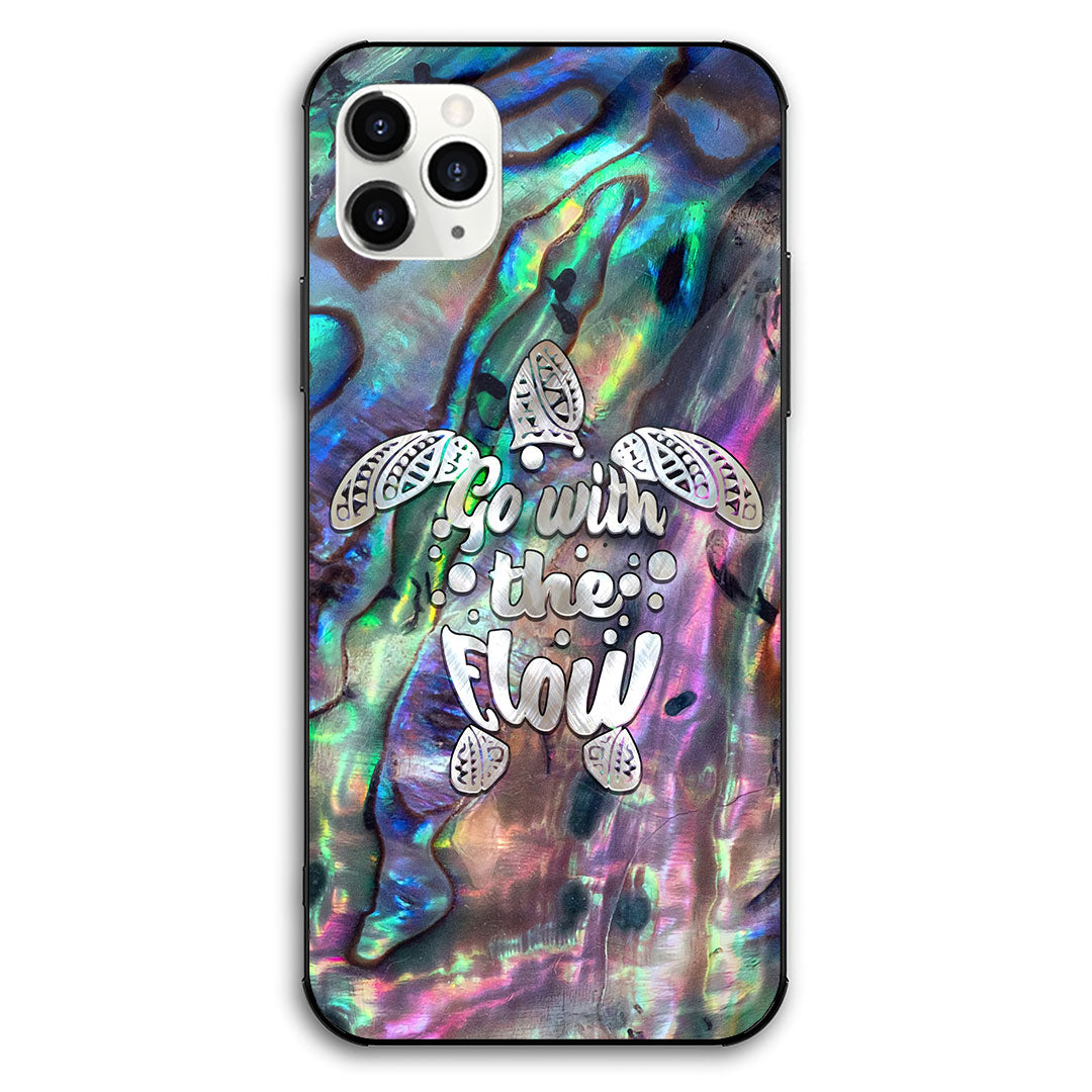 Go With The Flow - Turtle Seashell Pattern Print Phone Case