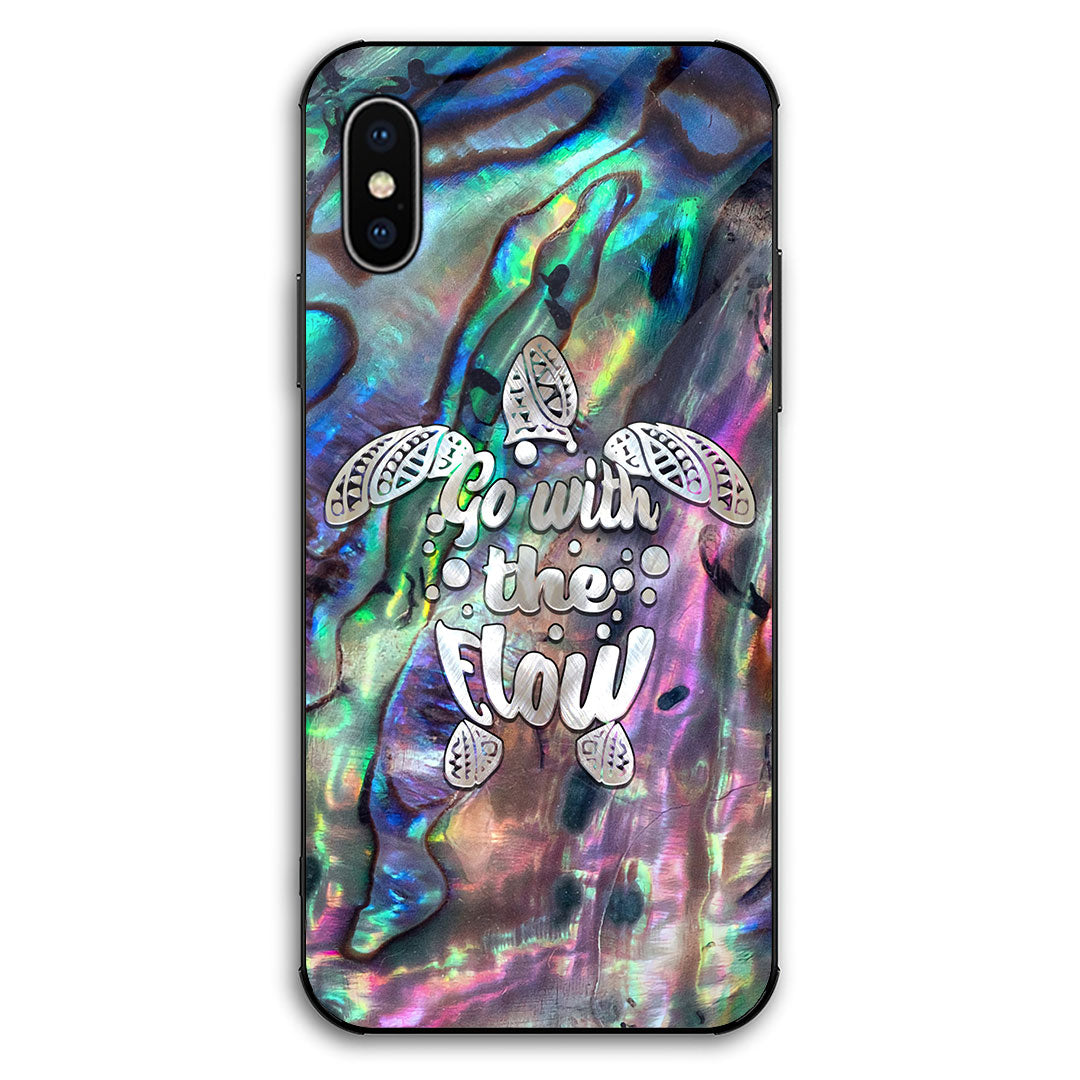 Go With The Flow - Turtle Seashell Pattern Print Phone Case