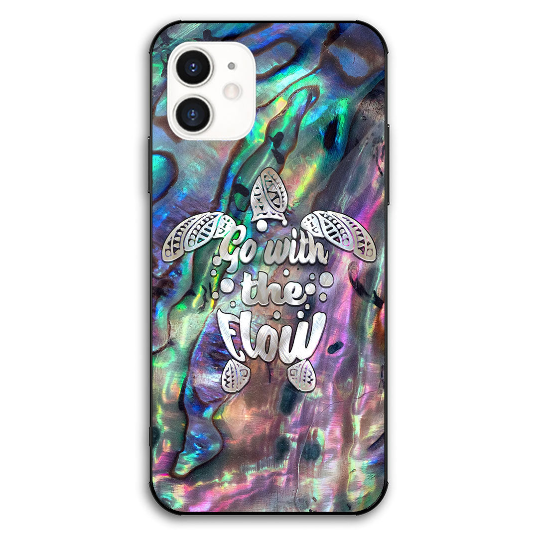 Go With The Flow - Turtle Seashell Pattern Print Phone Case