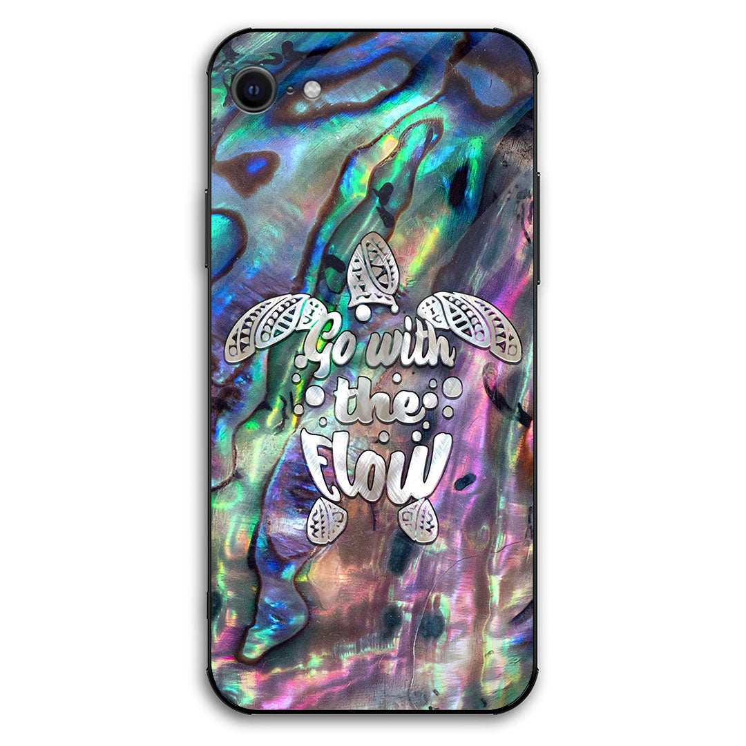 Go With The Flow - Turtle Seashell Pattern Print Phone Case