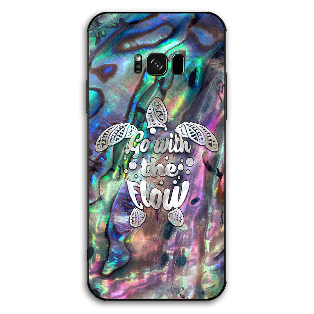 Go With The Flow - Turtle Seashell Pattern Print Phone Case