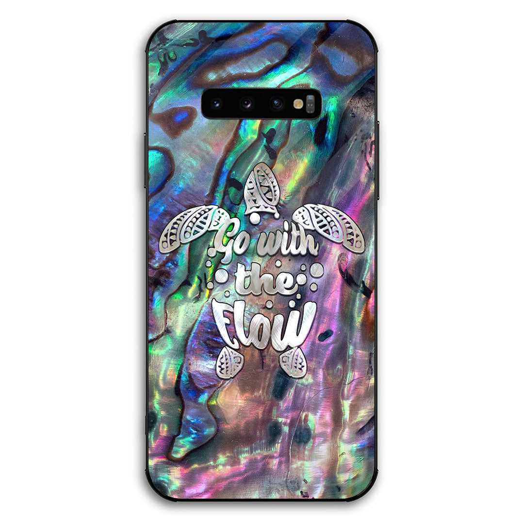 Go With The Flow - Turtle Seashell Pattern Print Phone Case