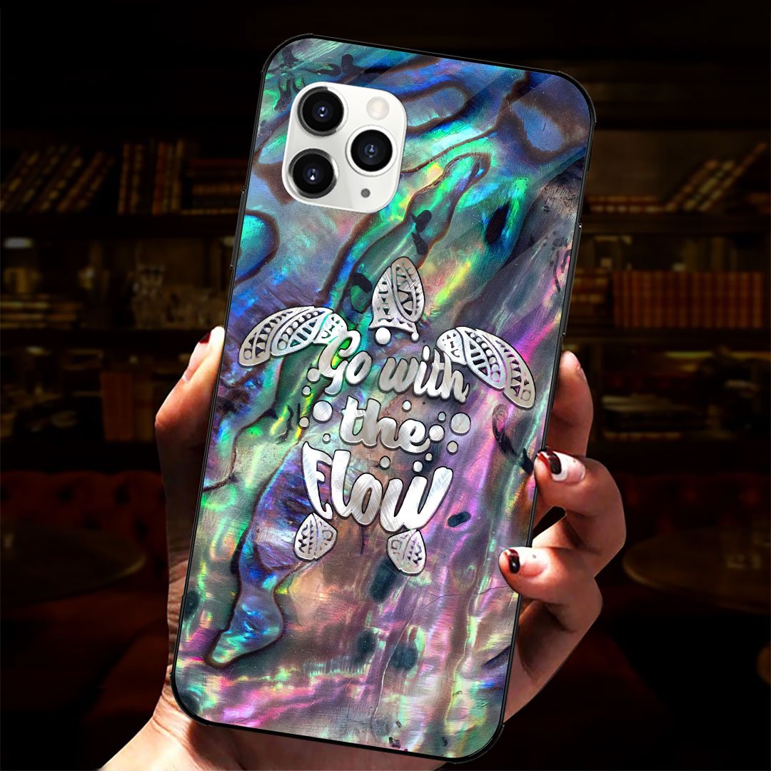 Go With The Flow - Turtle Seashell Pattern Print Phone Case