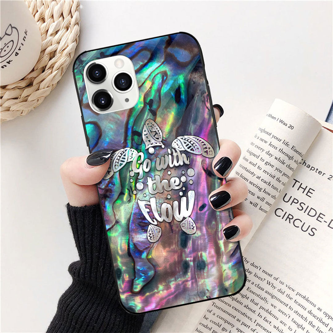 Go With The Flow - Turtle Seashell Pattern Print Phone Case